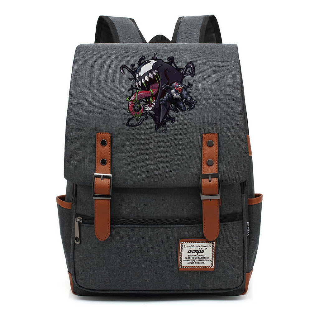 Printed Student Backpack With Casual Belt Buckle, Classic Backpack