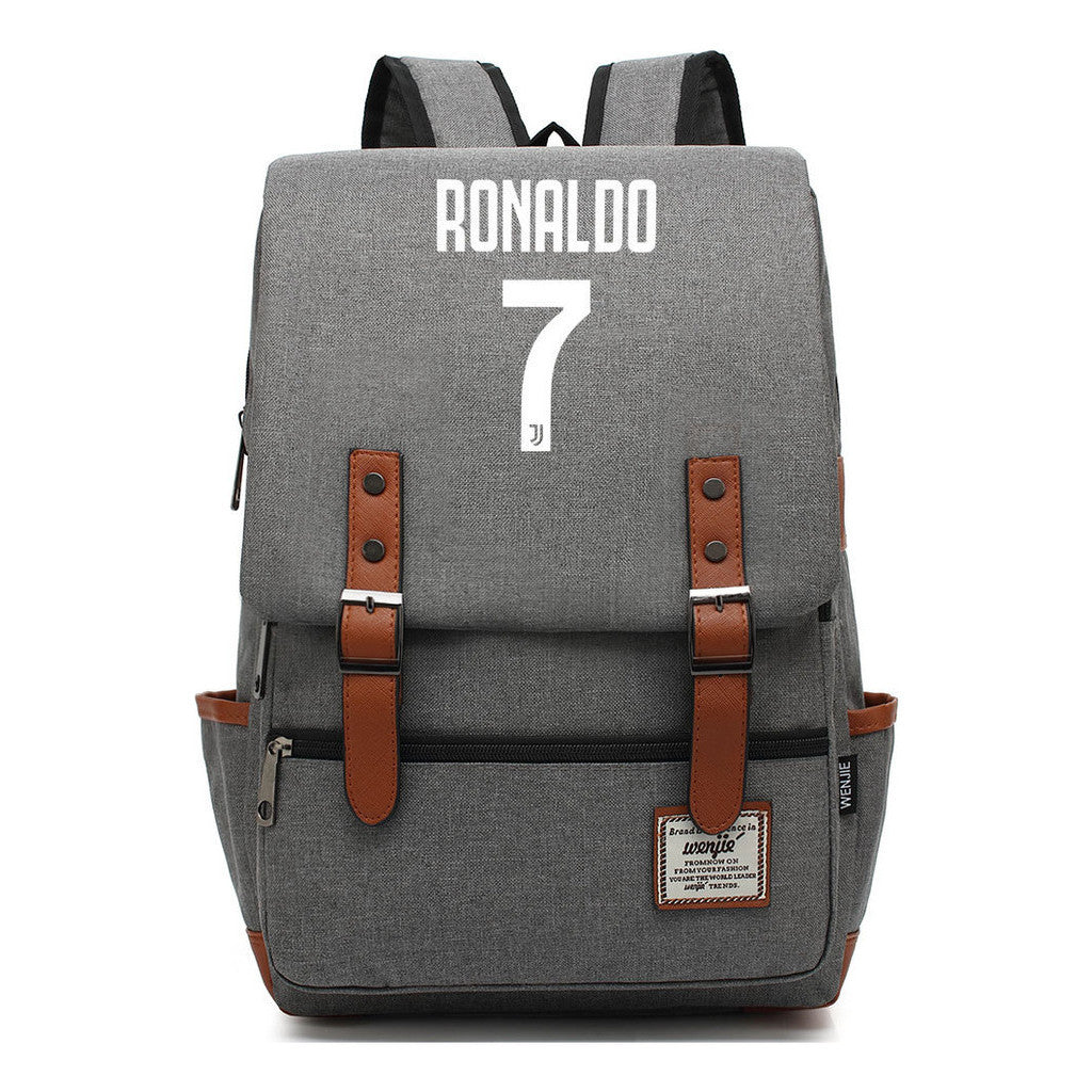 Football Star Cristiano Ronaldo Printed Student Backpack For Men And Women's Casual Classic Backpack