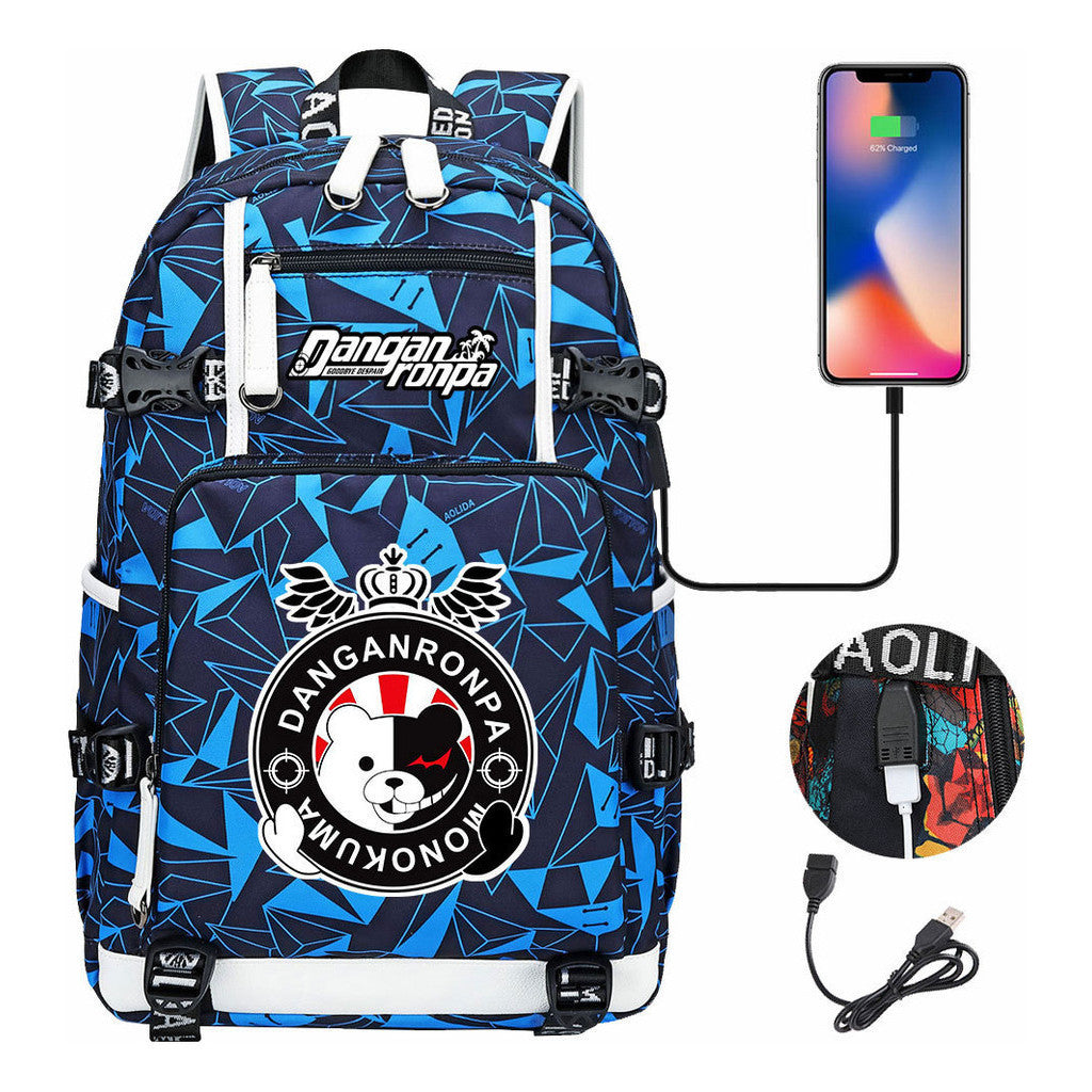 Bullet Theory Breaks Usb Large Capacity Youth Student Backpack Men's And Women's Leisure Travel Backpack