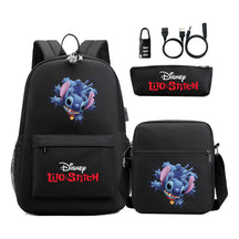 Interstellar Baby Stitch Usb Password Lock Youth Student Backpack 3-piece Set For Men And Women Backpacks