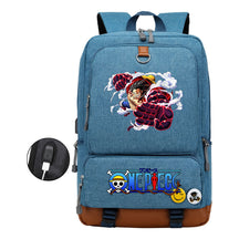 Cartoon Pirate King Print Usb Youth Backpack For Boys And Girls Leisure Travel Backpack