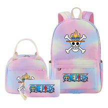 Cartoon Pirate King Student Girls School Bag Lunch Bag Three Piece Set Backpack Set