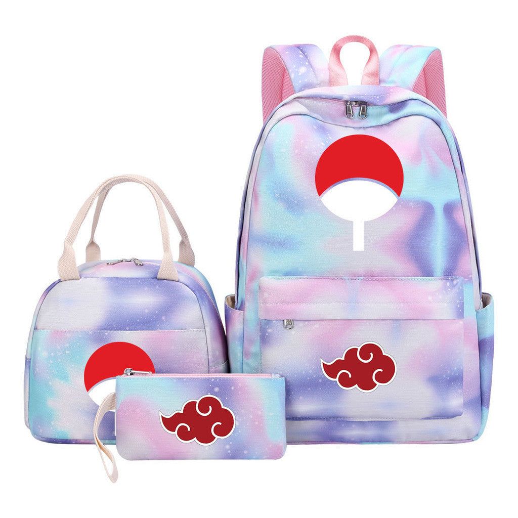 Naruto Teenage Student Girls School Bag Lunch Bag Three Piece Set Backpack Set