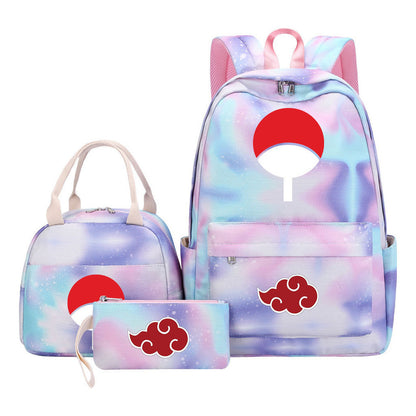 Naruto Teenage Student Girls School Bag Lunch Bag Three Piece Set Backpack Set