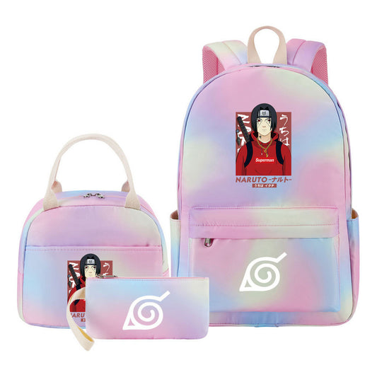 Naruto Teenage Student Girls School Bag Lunch Bag Three Piece Set Backpack Set