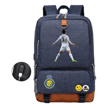 Football Star Cristiano Ronaldo Printed Usb Youth Student Backpack For Leisure Travel Backpack