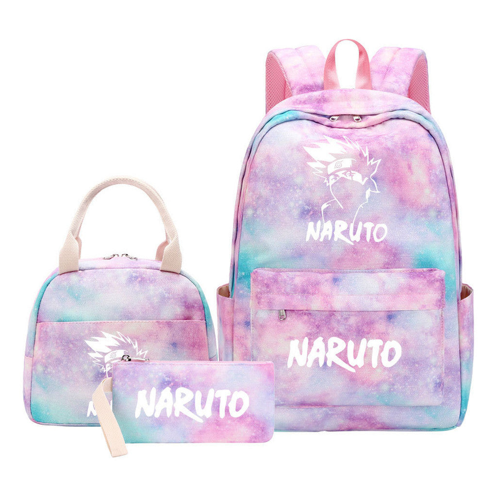 Naruto Teenage Student Girls School Bag Lunch Bag Three Piece Set Backpack Set