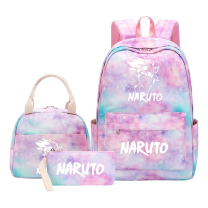 Naruto Teenage Student Girls School Bag Lunch Bag Three Piece Set Backpack Set