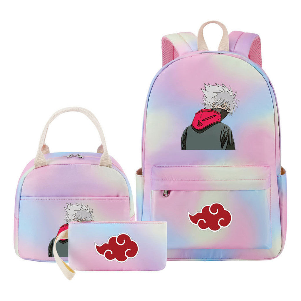 Naruto Teenage Student Girls School Bag Lunch Bag Three Piece Set Backpack Set