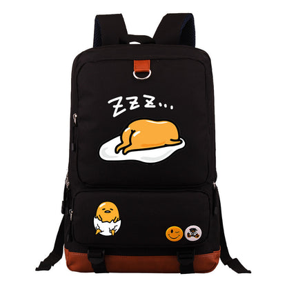 Cartoon Anime Lazy Egg Youth Student Backpack, Large Capacity Travel Bag, Boy's And Girl's Backpack