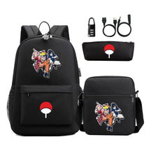 Naruto Usb Password Lock Youth Student Backpack Three Piece Set Backpack Set