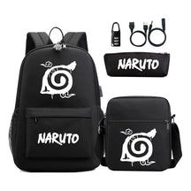 Naruto Usb Password Lock Student Backpack Three Piece Set For Boys And Girls Backpack Set