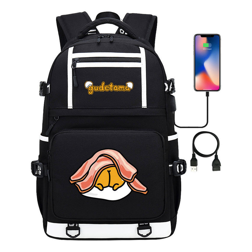 Cartoon Cartoon Lazy Egg Usb Student Backpack Backpack Leisure Travel Bag