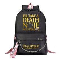 Golden Death Note Death God Usb Youth Student School Bag Leisure Travel Backpack