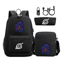 Naruto Usb Password Lock Backpack Three Piece Set For Men And Women Backpack Set