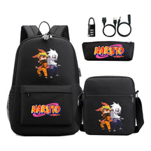 Naruto Usb Password Lock Youth Student Backpack Three Piece Set Backpack Set