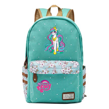 Pony Unicorn Youth Student School Bag Fragmented Canvas Girl Backpack