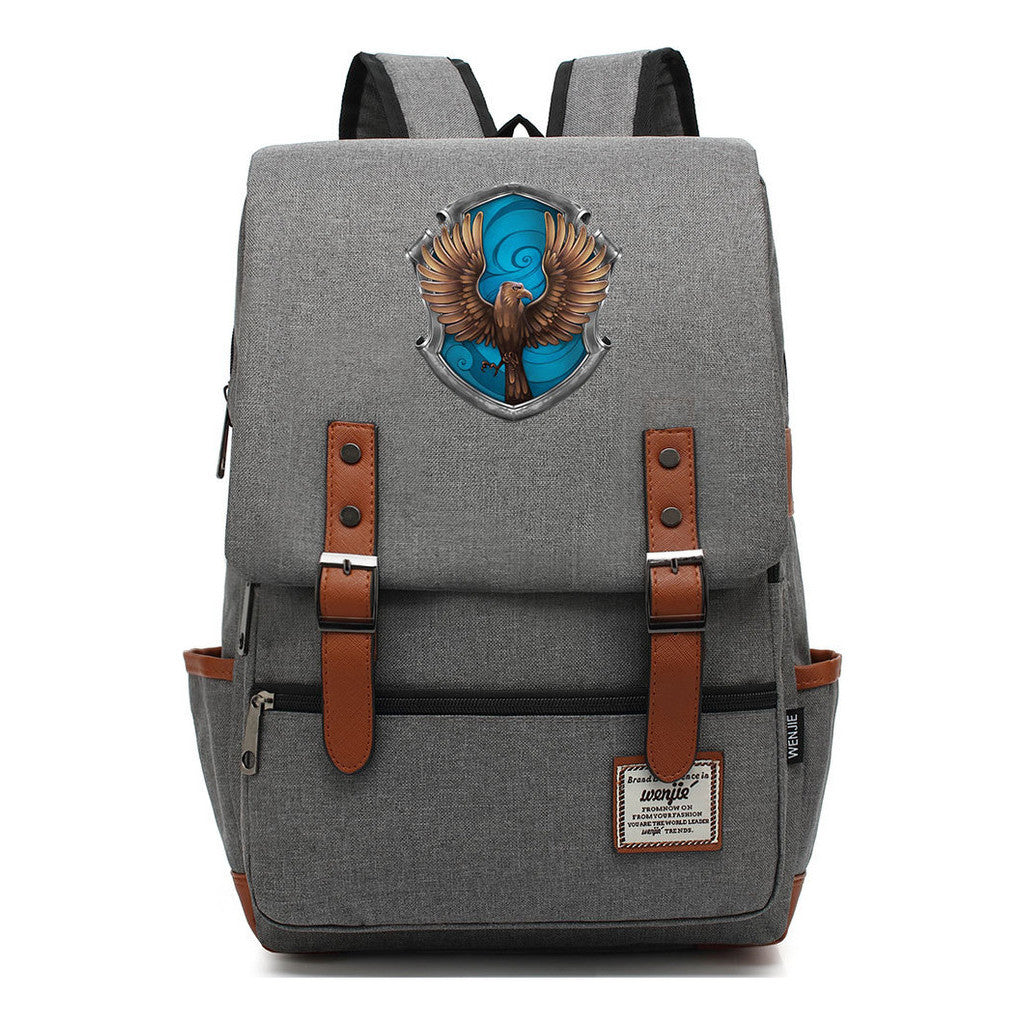 School Of Witchcraft And Wizardry Printed Youth Student Backpack For Men And Women, Casual Belt Buckle, Classic Backpack