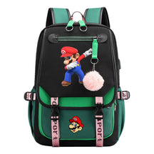 Super Mario Printed Usb Backpack For Men And Women, Casual Woven Strap Flip Back Backpack