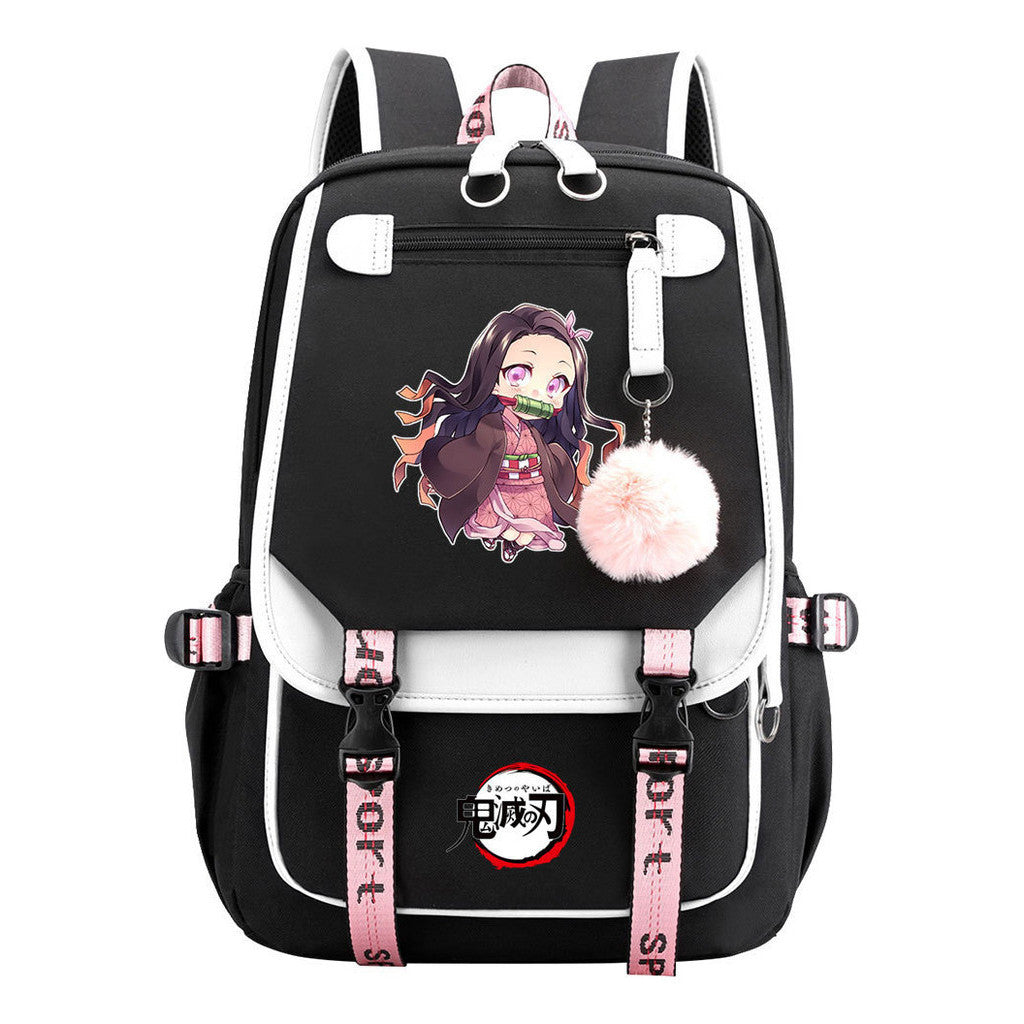 Comic Cartoon Fashion Usb Youth Student Backpack With Casual Woven Strap Flip Back Backpack
