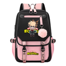 My Heroes Academy Usb Student Backpack, Casual Woven Strap Flip Back Backpack