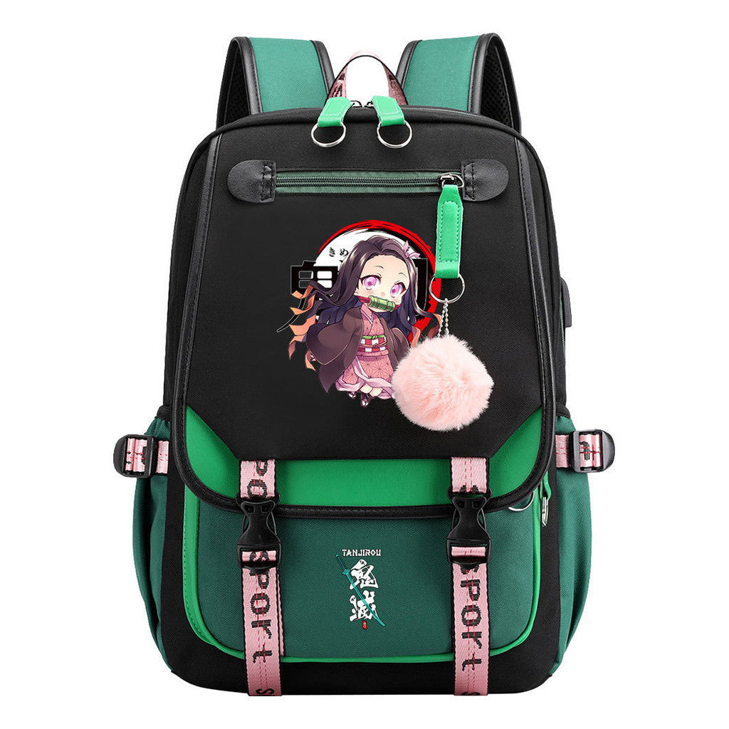 Cartoon Fashion Usb Student Backpack For Boy And Girl, Casual Woven Strap Flip Back Backpack