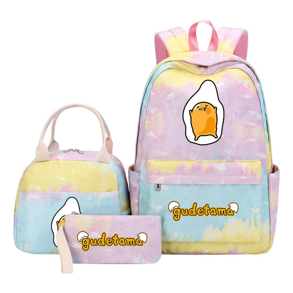 Egg Green Manga Student Girls School Bag Lunch Bag Three Piece Set Backpack Set