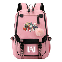 Comics My Heroes Academy Usb Student Backpack Casual Ribbon Flip Backpack