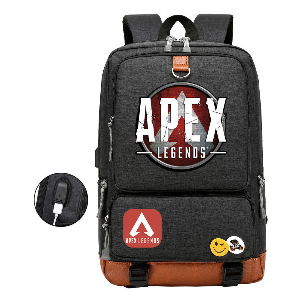 Apex Hero Print Usb Youth School Bag Travel Backpack
