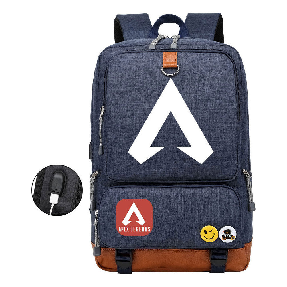 Apex Hero Print Usb Youth School Bag Travel Backpack