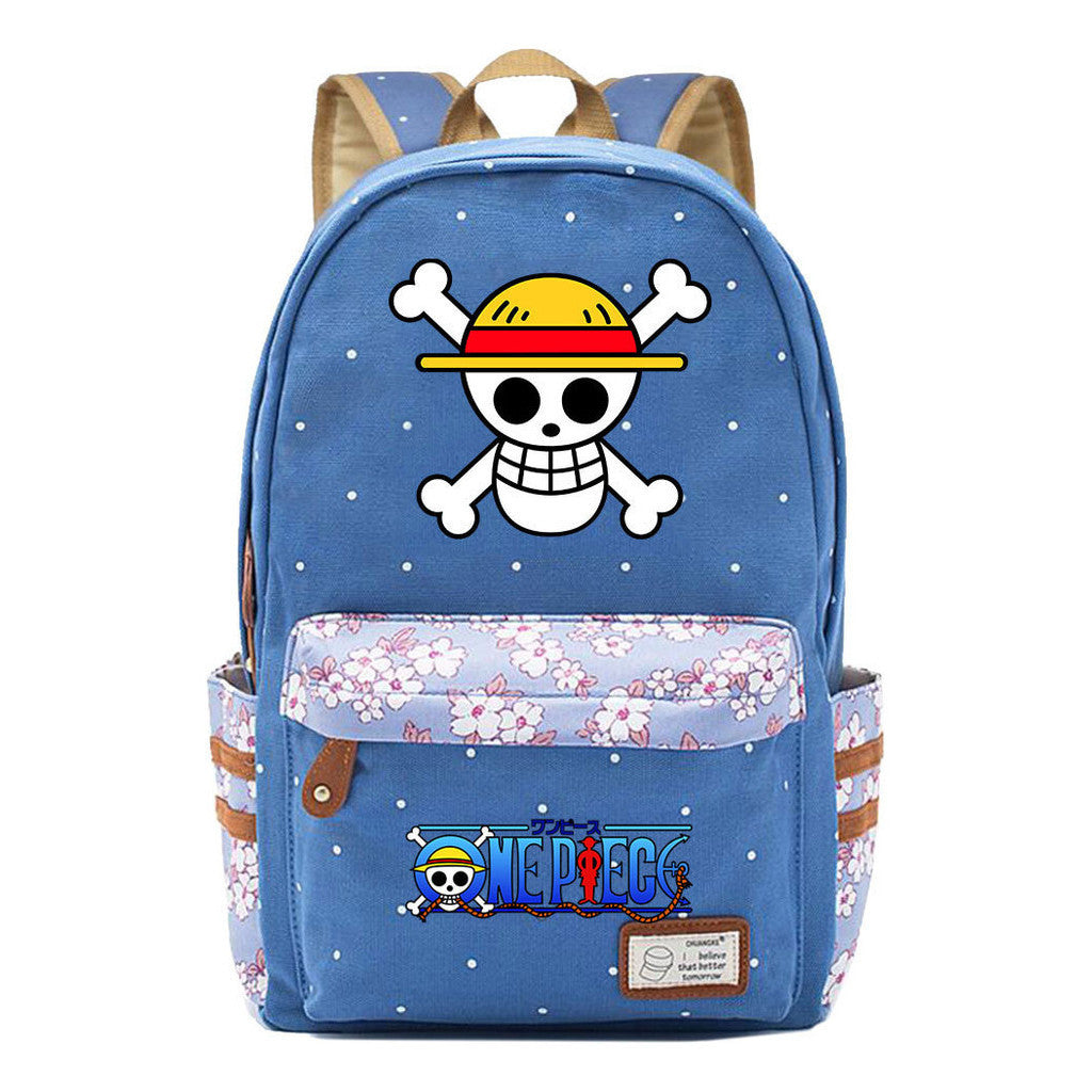 Anime Pirate Wang Lufei Printed Student School Bag Fragmented Flower Leisure Backpack