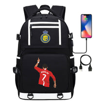 Football Star Cristiano Ronaldo Printed Usb Youth Student Backpack For Men And Women, Backpack For Leisure Travel