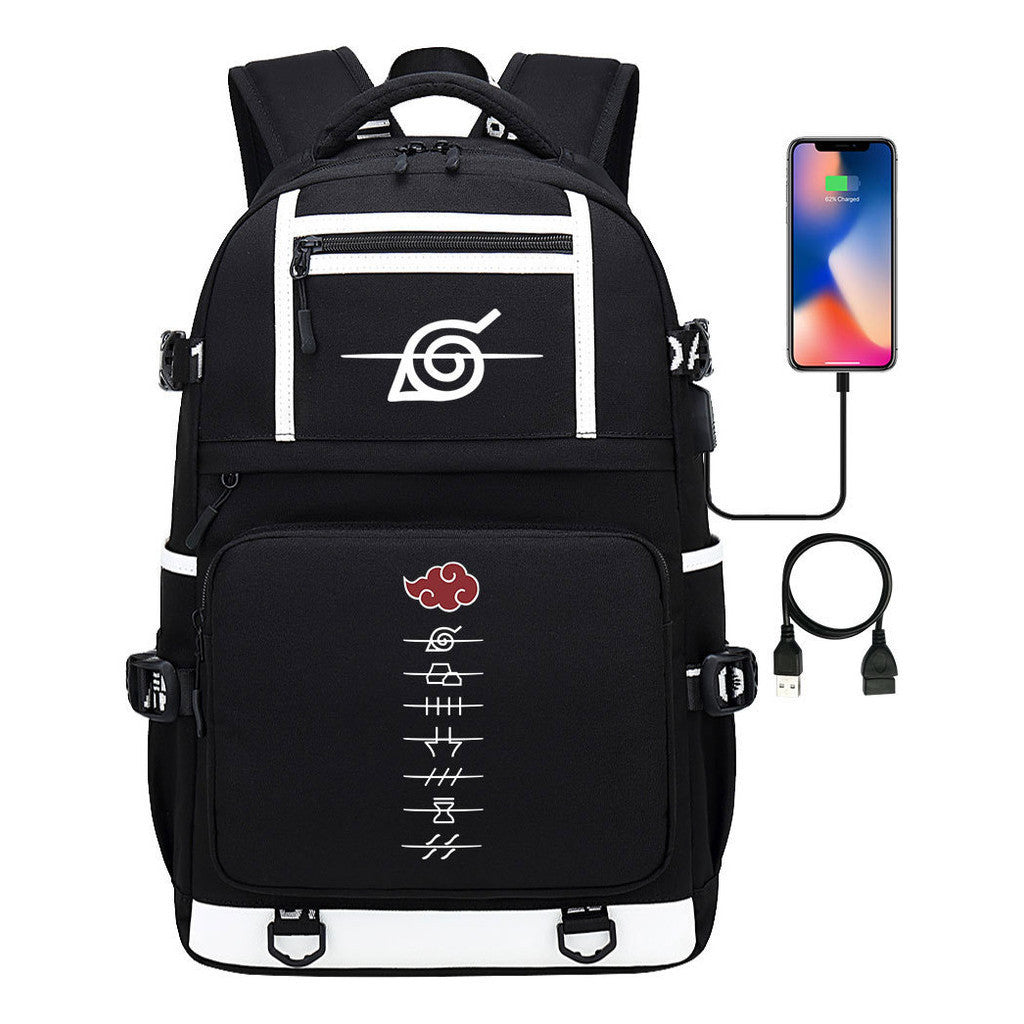 Fashionable Naruto Usb Youth Student School Bag Men's And Women's Backpack Leisure Travel Bag