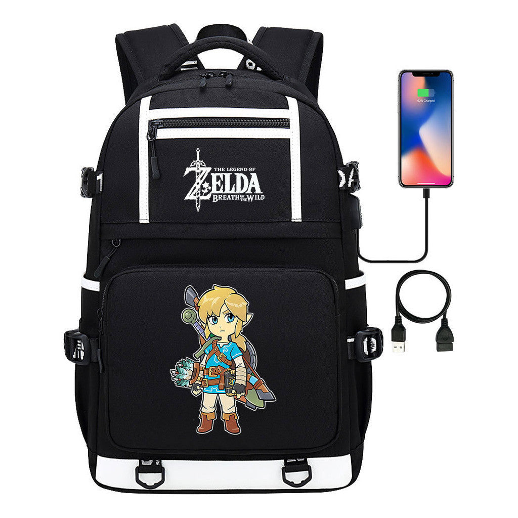 Legend Of Zelda Printed Usb Youth Student Backpack Men's And Women's Backpack Leisure Travel Bag