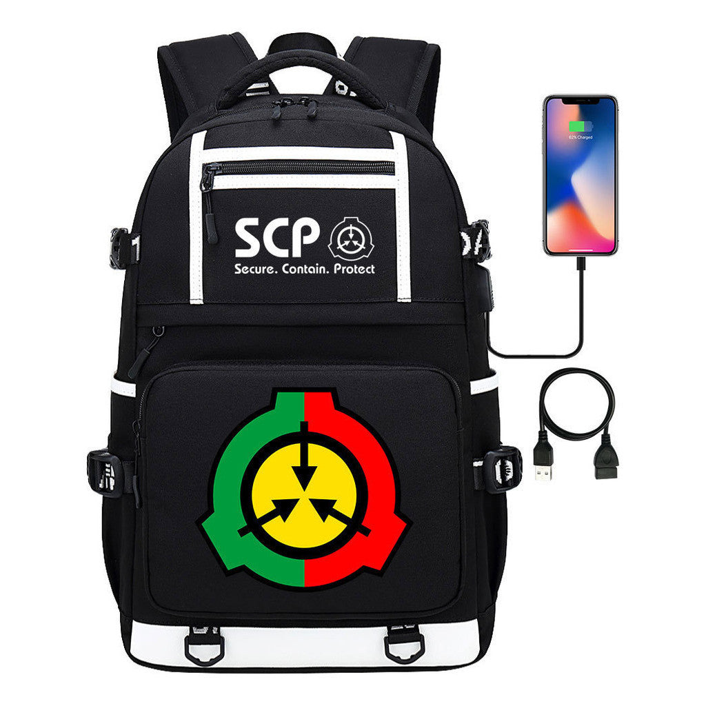 Printed Usb Youth School Bag Leisure Travel Backpack