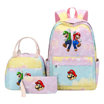 Super Mario Youth Student Girls School Bag Lunch Bag Three Piece Backpack Set