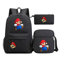 Super Mario Printed Student Backpack Three Piece Set For Men And Women's Backpack Set