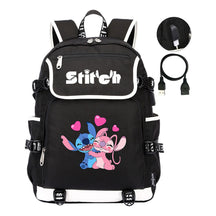 Anime Star Baby Stitch Printed Usb Student Backpack For Men And Women's Leisure Travel Backpack