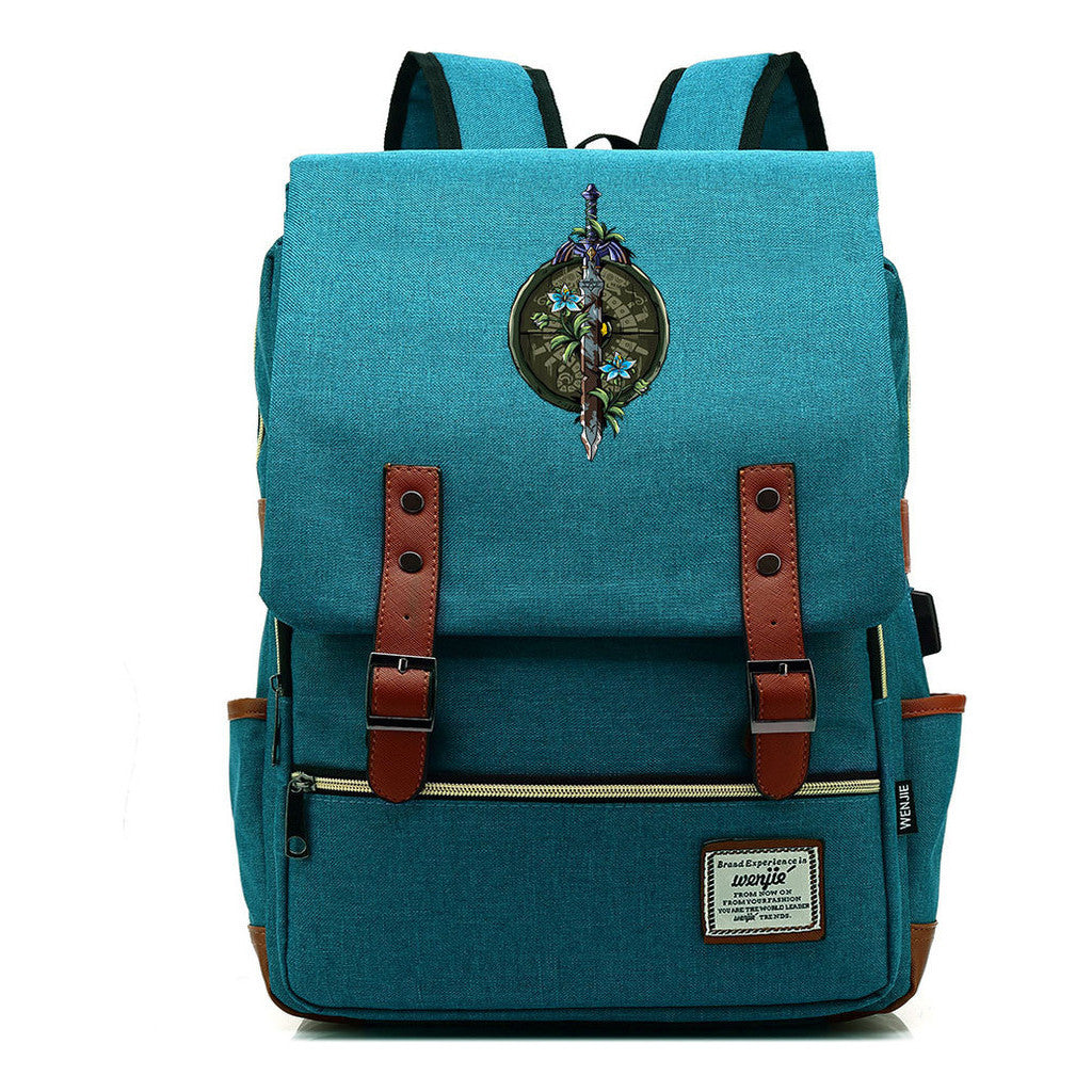 Game Tear Print Of The Kingdom Of Zelda Youth Primary And Secondary School Student Backpack Usb Men's And Women's Leisure Backpack
