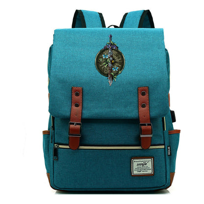 Game Tear Print Of The Kingdom Of Zelda Youth Primary And Secondary School Student Backpack Usb Men's And Women's Leisure Backpack