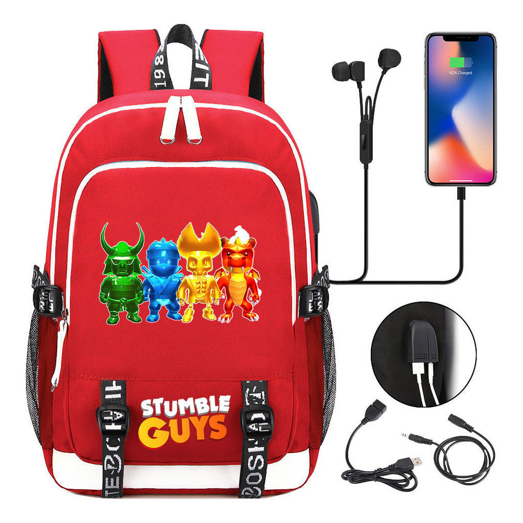 Printed Youth Student Backpack Usb Casual Backpack