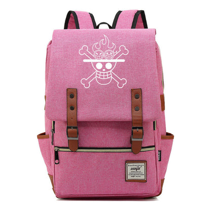 Anime One Piece King Luffy Printed Youth Student School Bag Men's And Women's Casual Belt Buckle Classic Backpack