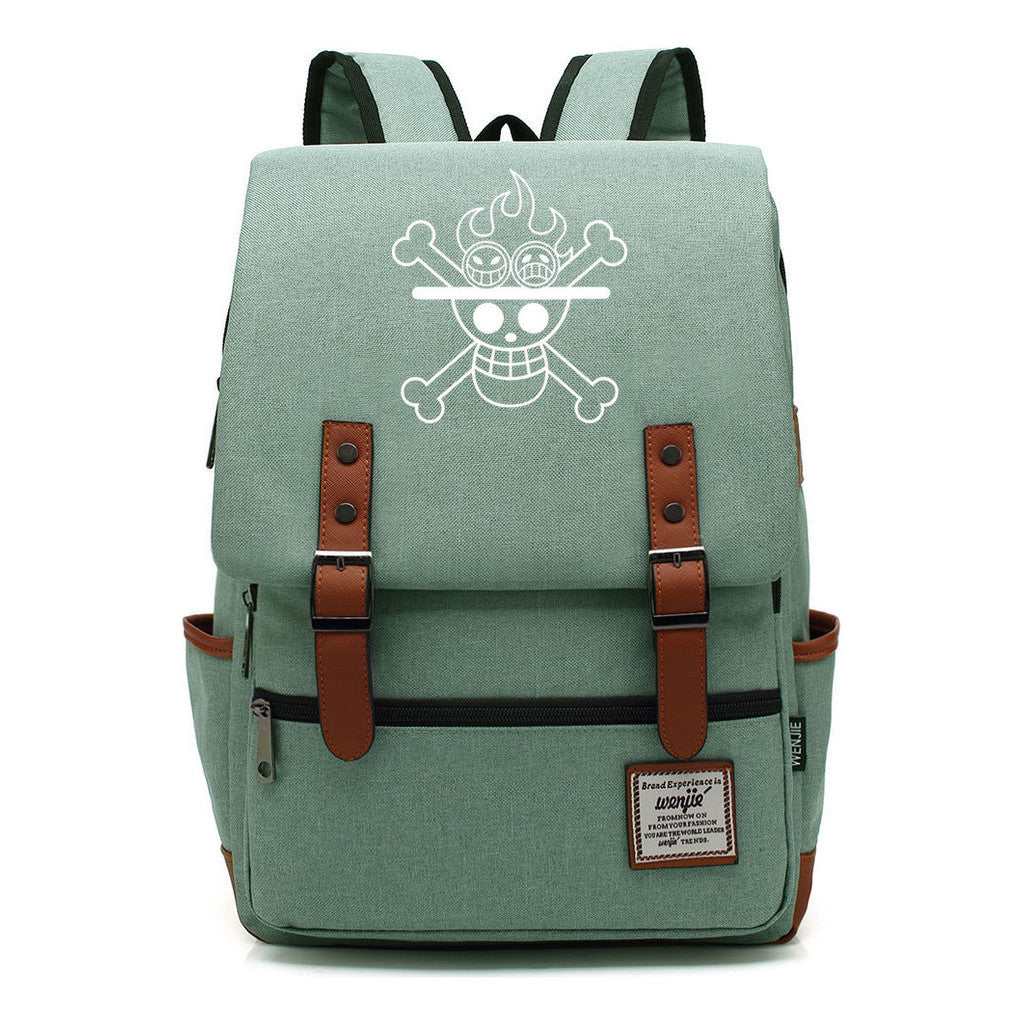 Anime One Piece King Luffy Printed Youth Student School Bag Men's And Women's Casual Belt Buckle Classic Backpack
