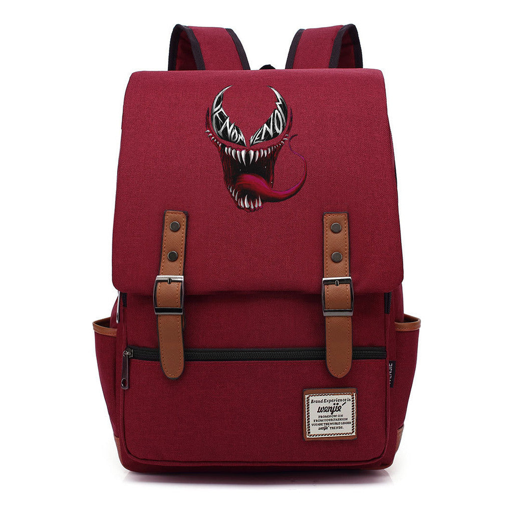 Printed Youth Student School Bag Casual Belt Buckle Classic Backpack