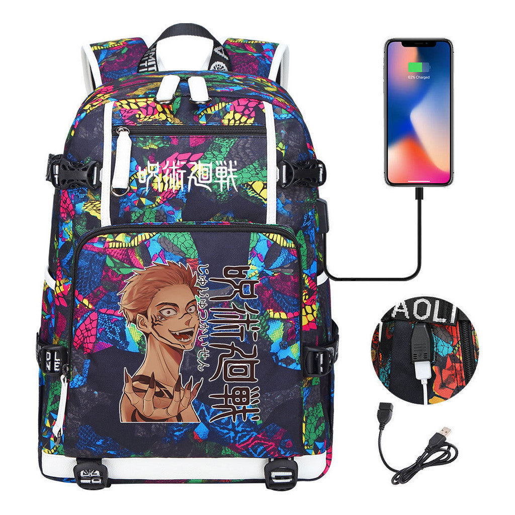 Printed Usb Youth Student Backpack For Men And Women's Leisure Large Capacity Travel Backpack