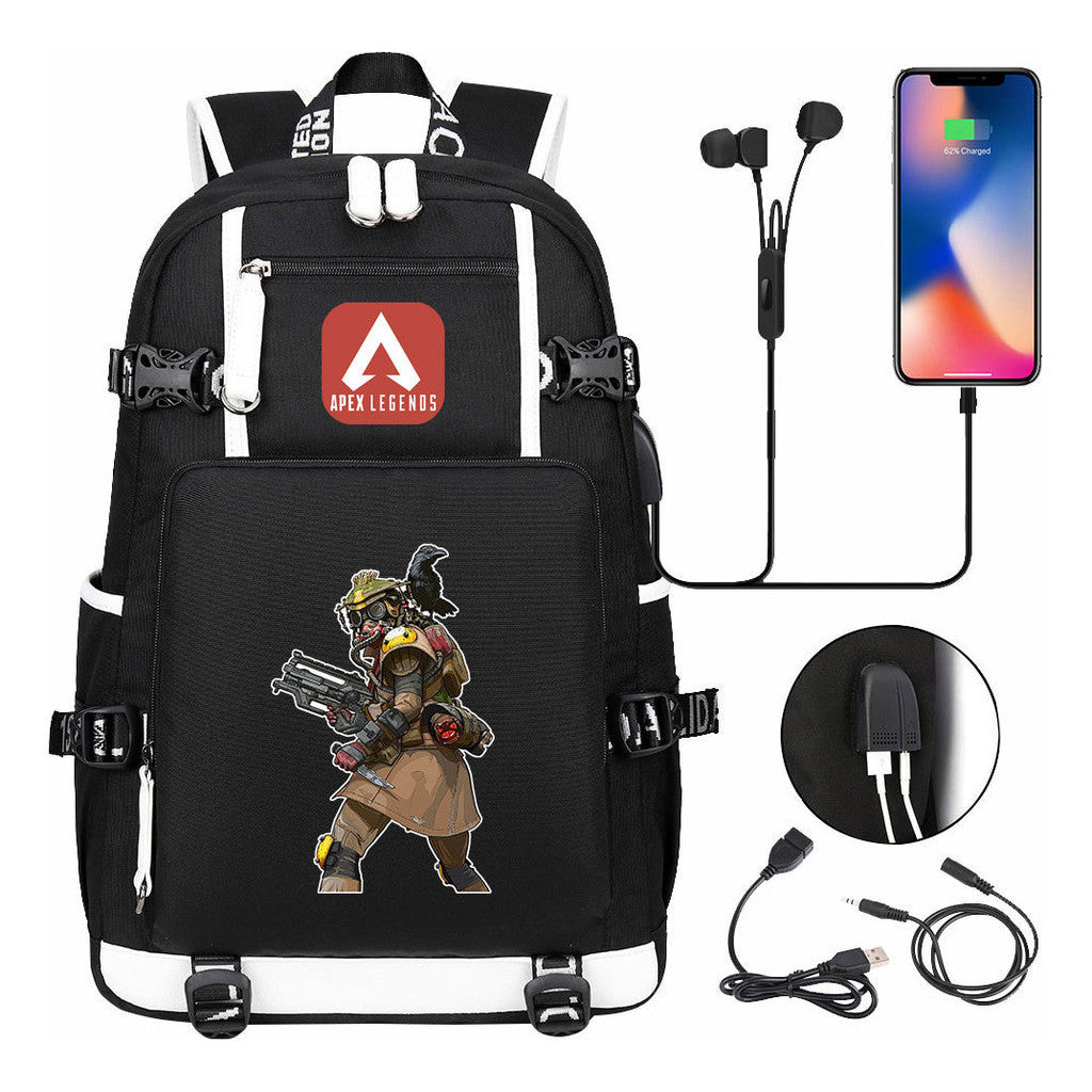 Game Apex Hero Print Usb Large Capacity Youth Student School Bag Men's And Women's Leisure Travel Backpack