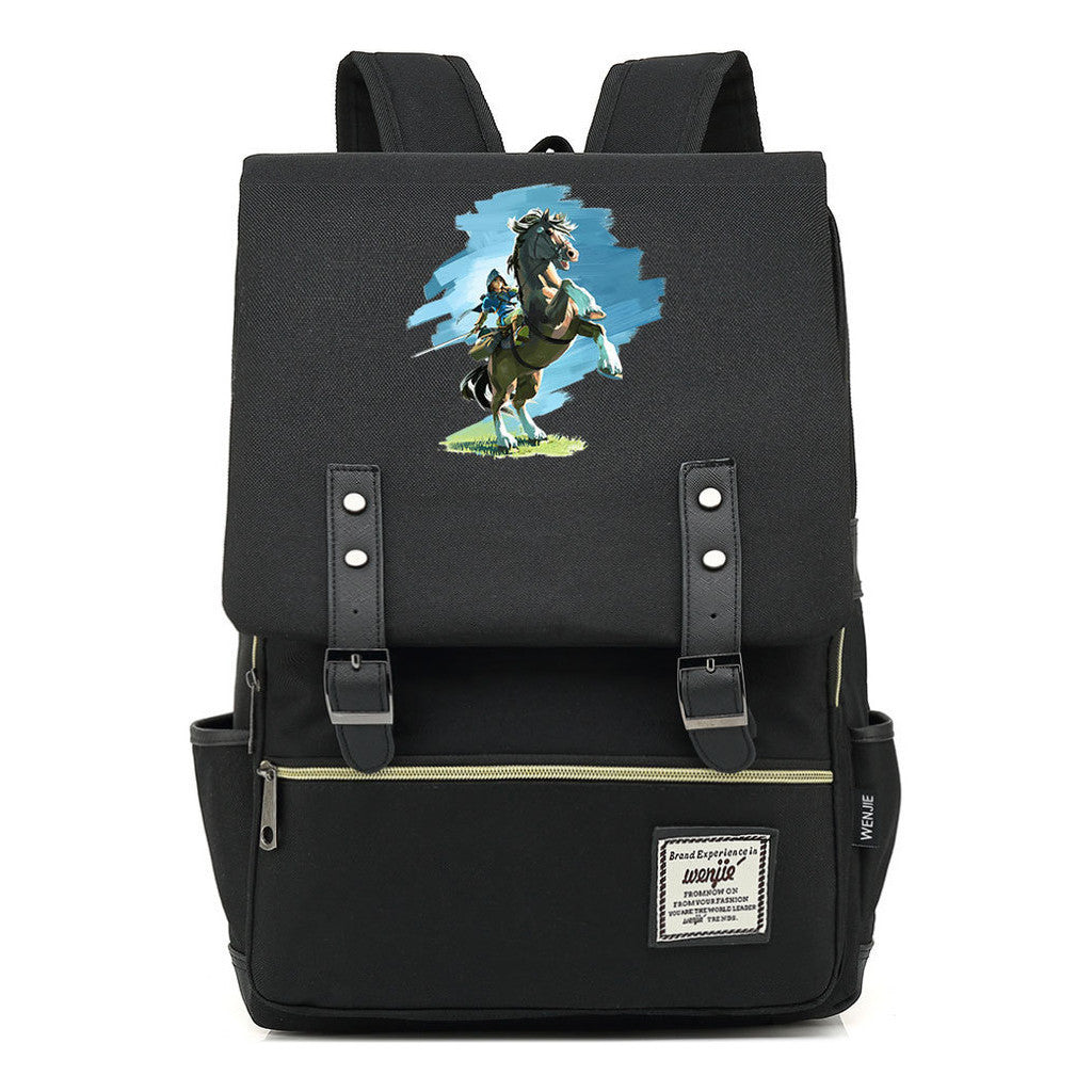 Game Zelda Printed Youth Student Backpack For Men And Women, Casual Belt Buckle, Classic Backpack