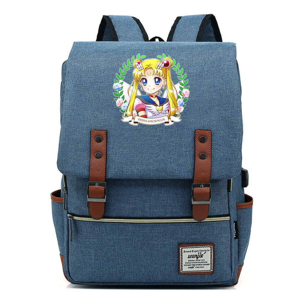 Beautiful Girl Warrior Youth Student School Bag Usb Men's And Women's Leisure Backpack