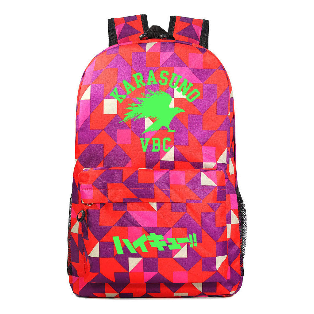 Green Night Light Fashion Volleyball Youth Flying Heart Print Youth Student School Bag Men's And Women's Leisure Backpack