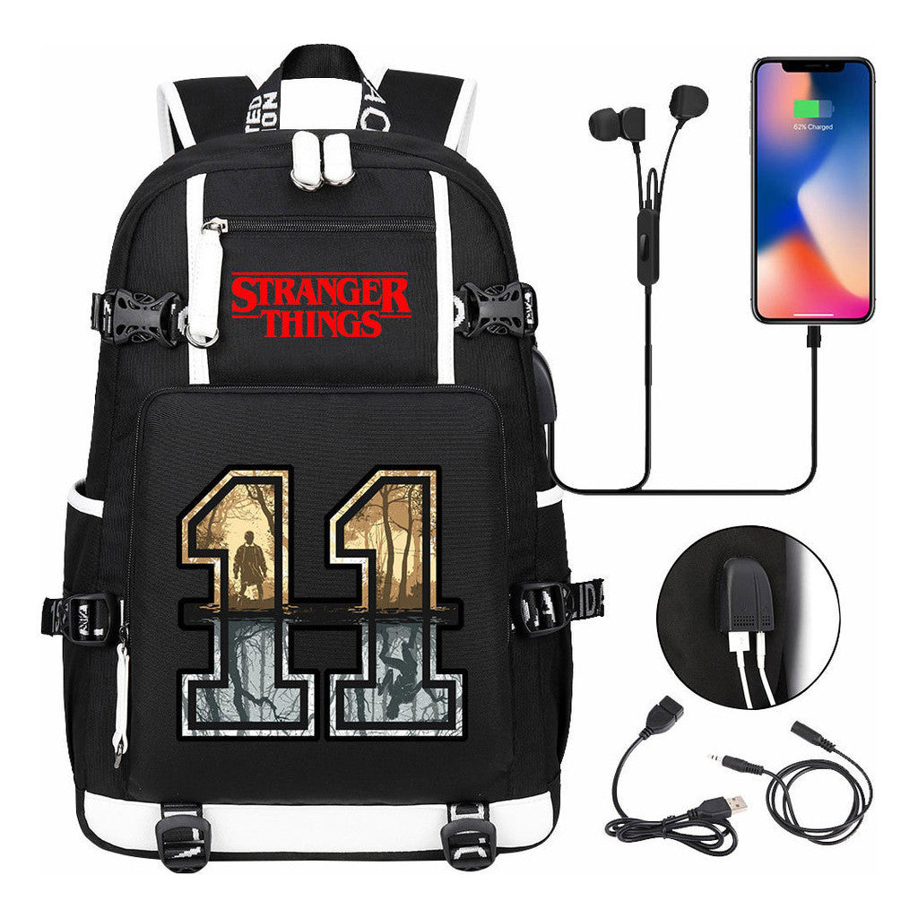 Strange Story Printed Usb Youth Student Backpack For Men And Women's Leisure Travel Backpack